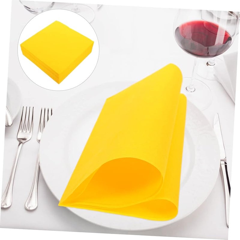 مناديل الحفلات الأنيقة الصفراء 50 قطعة للاستخدام لمرة واحدة لحفلات الزفاف والاستقبال والعشاء للمنزل والمطعم - Image 4